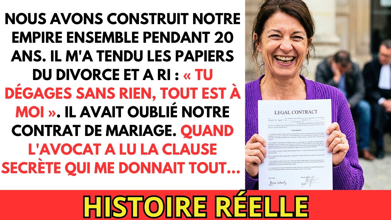 « Tu dégages sans rien » a ri mon mari. Mais l'avocat a lu la clause secrète... Alors...
