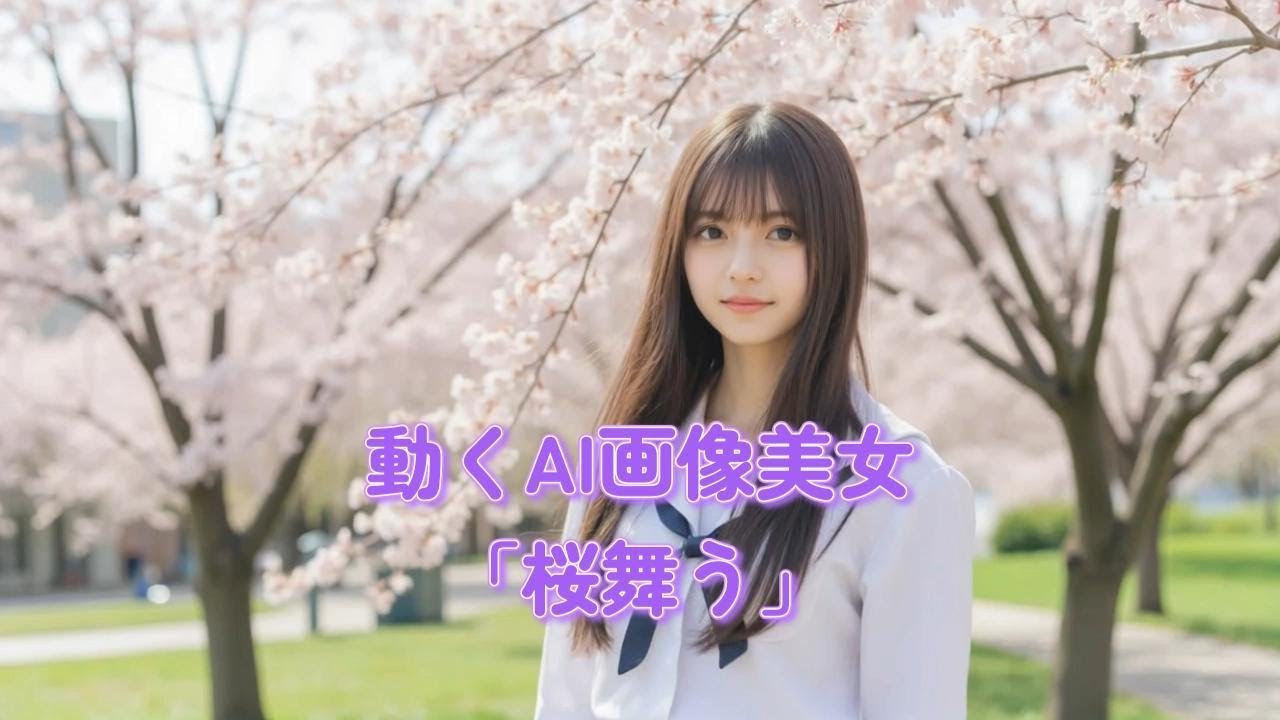 動くAI画像美女「桜舞う」