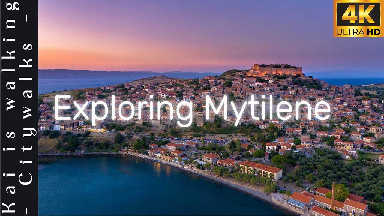 MYTILINI HARBOUR DOWNTOWN LRSBOS GREECE Walking tour 4K 60fps MYTILENE