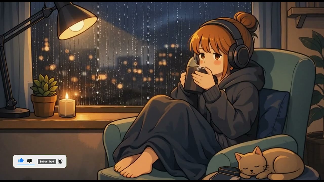 밤 창가의 빗소리 로파이 ☔ | Night Window Rain Lofi – Sleep & Relax