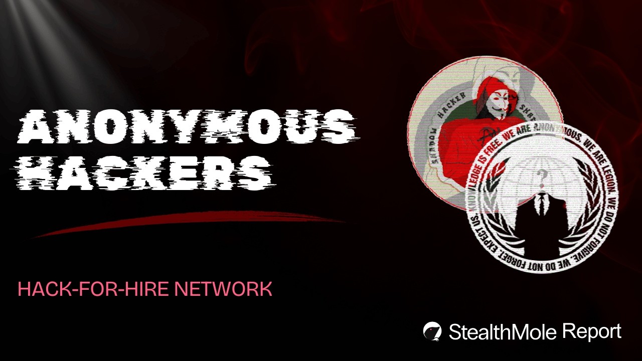 The &lsquo;Anonymous Hackers&rsquo; Network: Inside a Dark Web Hack-for-Hire Operation | StealthMole Report