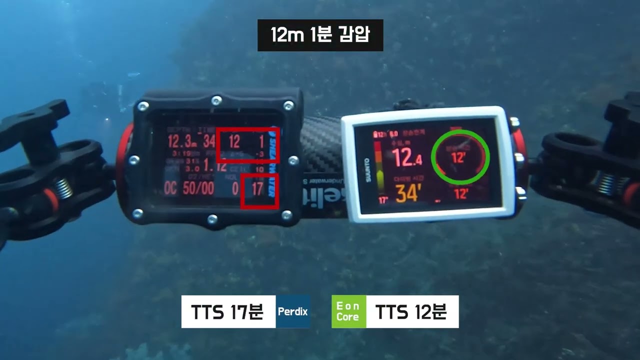 순토 이온코어vs쉐어워터 페르딕스 다이빙 비교영상 (SUUNTO Eoncore VS Shearwater Perdix)