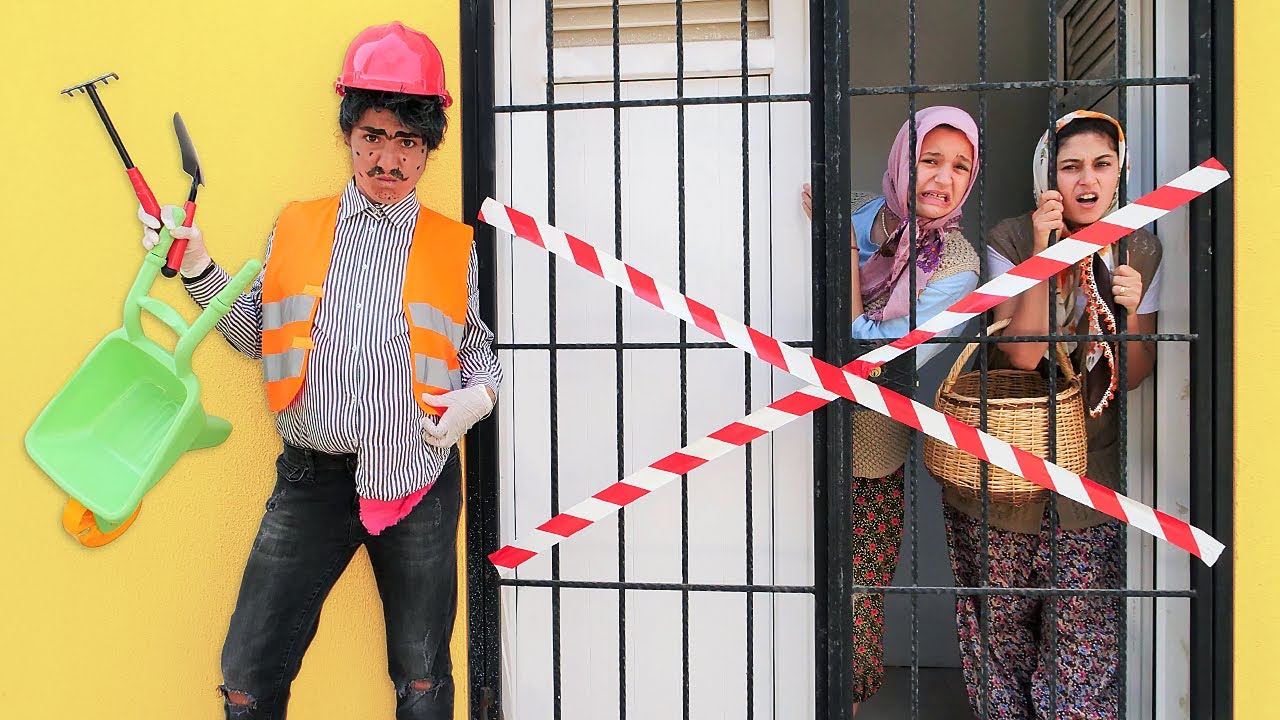 Komik videolar.  Fındık ailesi kapılarının &ouml;n&uuml;nde kazı &ccedil;alışması