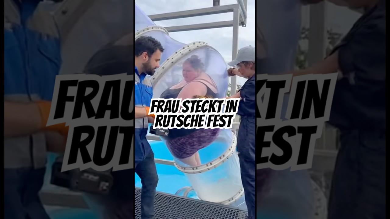 Frau steckt in Rutsche fest #lustigeshorts #comedy #lustigesvideo #parodie #witzig #lachen #lol