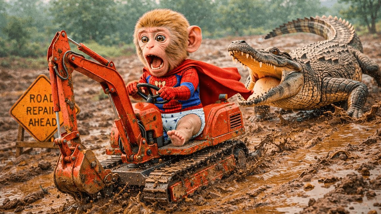 Monkey Bonzi Harvesting Pineapples — Then a Crocodile Suddenly Attacks! 🐒🍍🐊