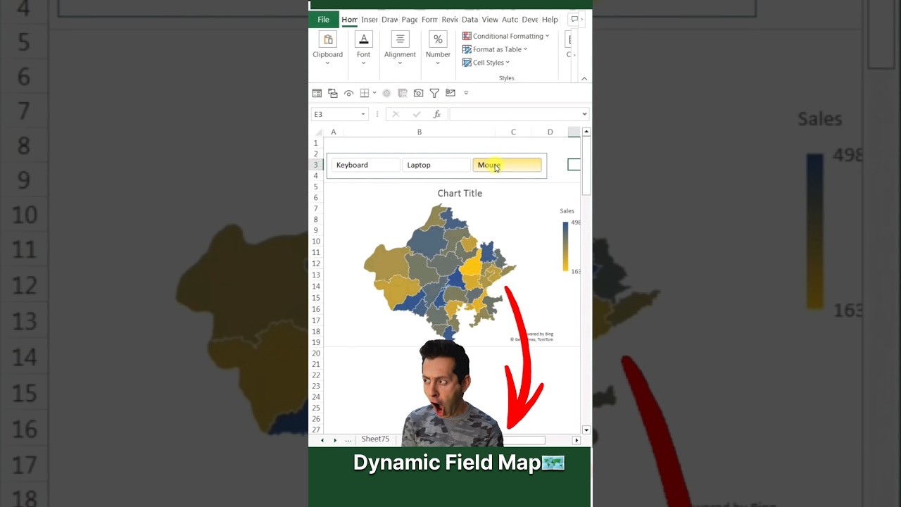 How to insert dynamic field map in excel #dataanalytics #dynamic#map #exceltutorial#shorts #ytshorts