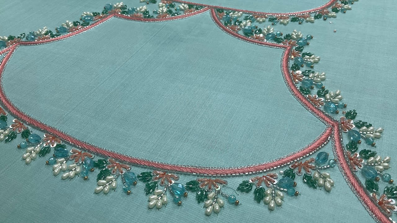 Embroidery with crystal and cutdana beads