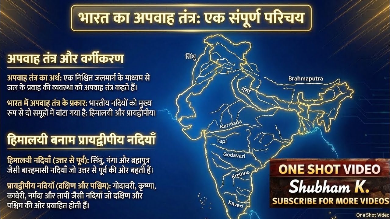 📘 One Shot : भारत का अपवाह तंत्र | Indian Drainage System | Indian Geography | आसान कहानी में 