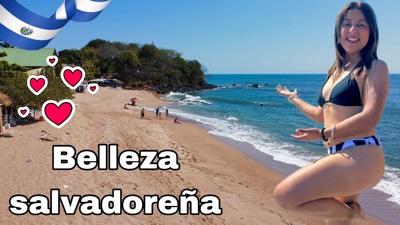 BAÑÁNDOME en PLAYA LOS CÓBANOS de EL SALVADOR 🇸🇻 PLAYA con ARENA DORADA | VIDEO 4K | Celinaz