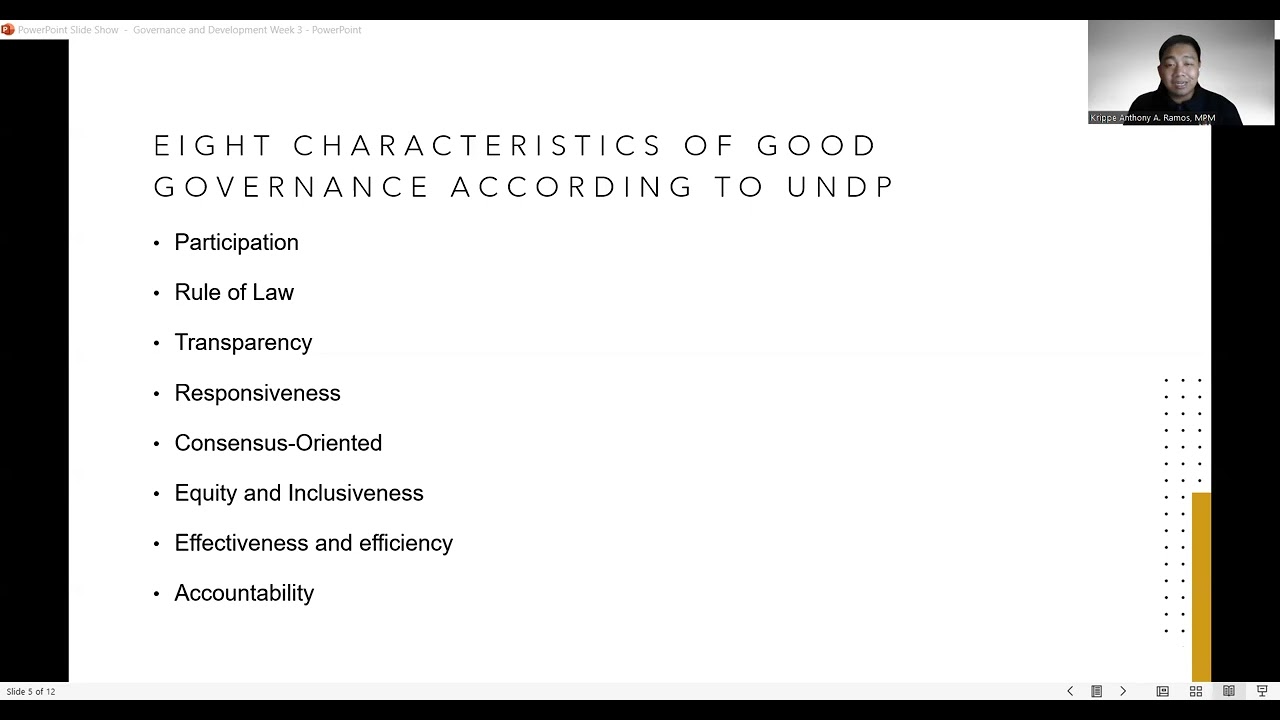 Governance and Development: The Characteristics of Good Governance