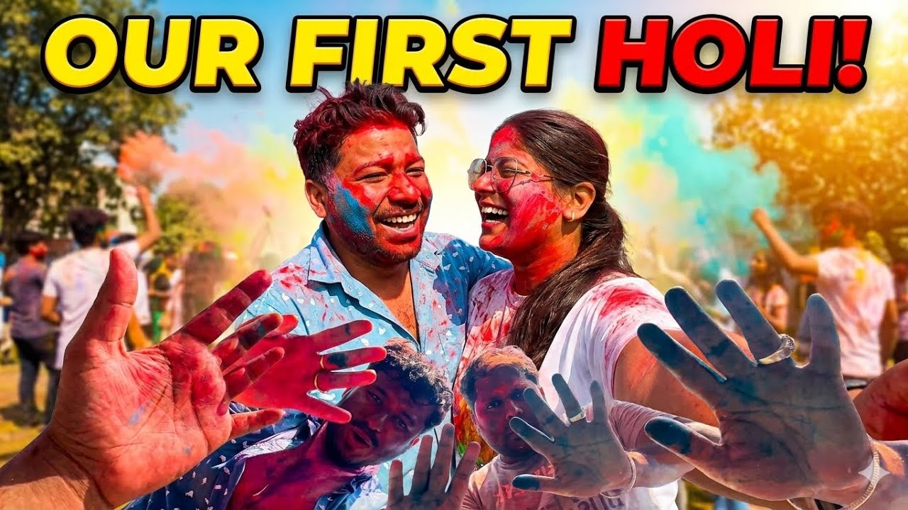 Our First Holi🫟 #viral #comedy #funny #trending #holi #maike #firstholi  #masti #viralvideo #fyp 