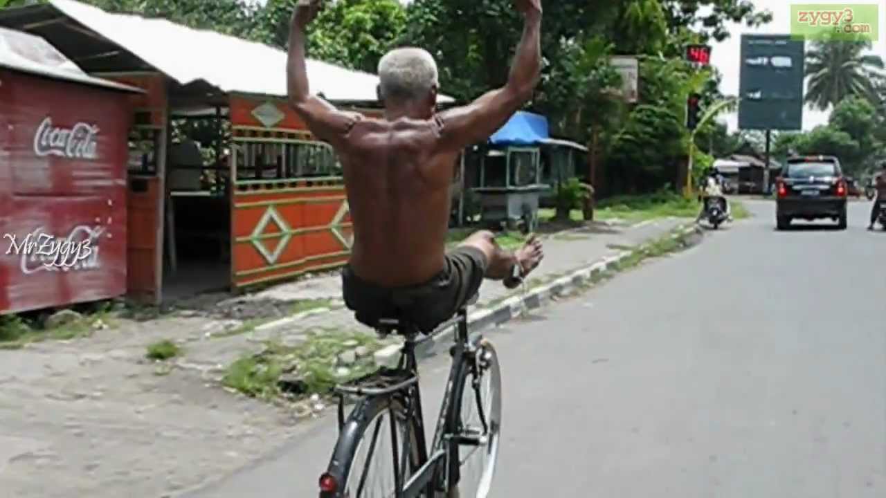 Funny and CRAZY Old Man Riding Bicycle