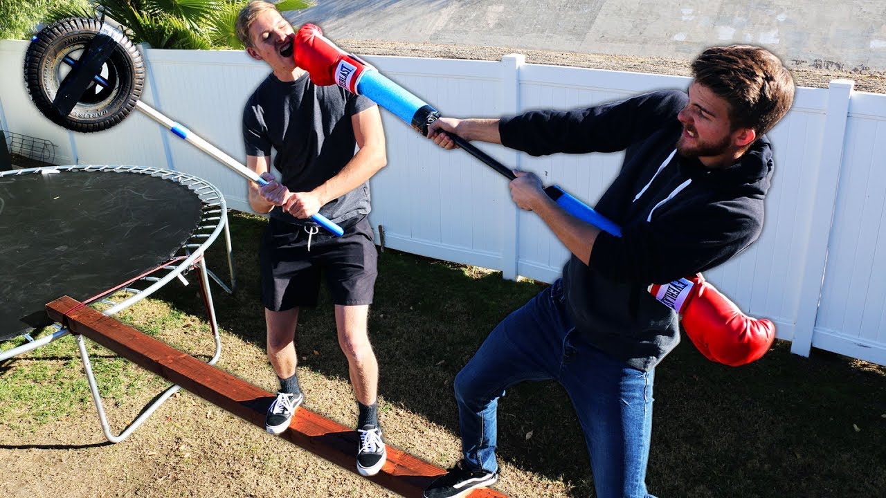 We Built Funny DIY Weapons and Battled w/ Them!!