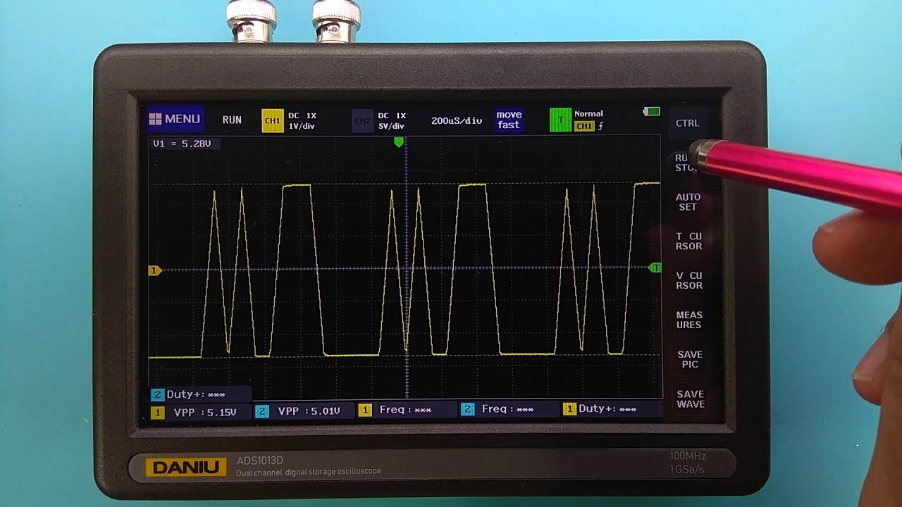 Banggood - DANIU ADS1013D 2 Channels Digital Oscilloscope Test