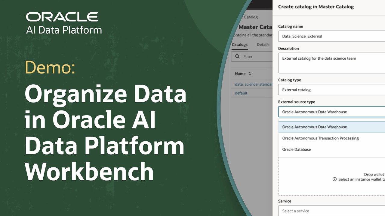 Как организовать данные с помощью каталогов и схем в Oracle AI Data Platform Workbench