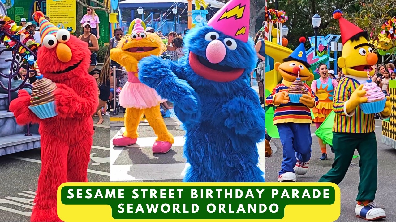 Парад в честь дня рождения «Улицы Сезам» 4K (новый ракурс) SeaWorld Orlando — 27 января 2024 г.
