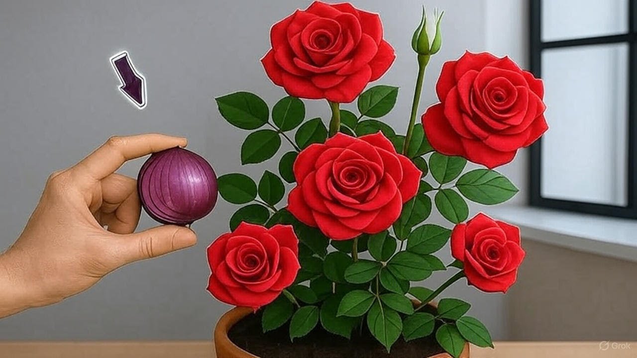 Tylko 1 cebula! R&oacute;że nagle zapuszczają korzenie i kwitną jak szalone.