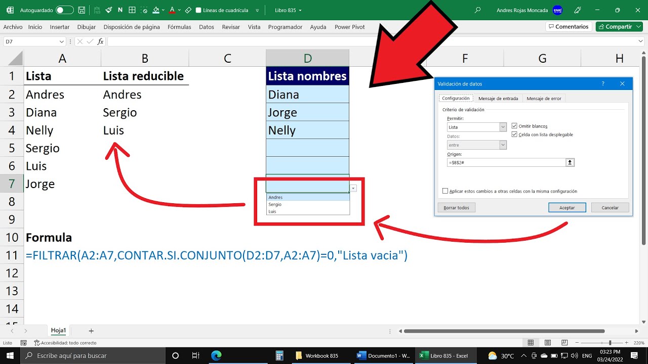 Cómo Crear Listas Desplegables con Ítems Descartables en Excel