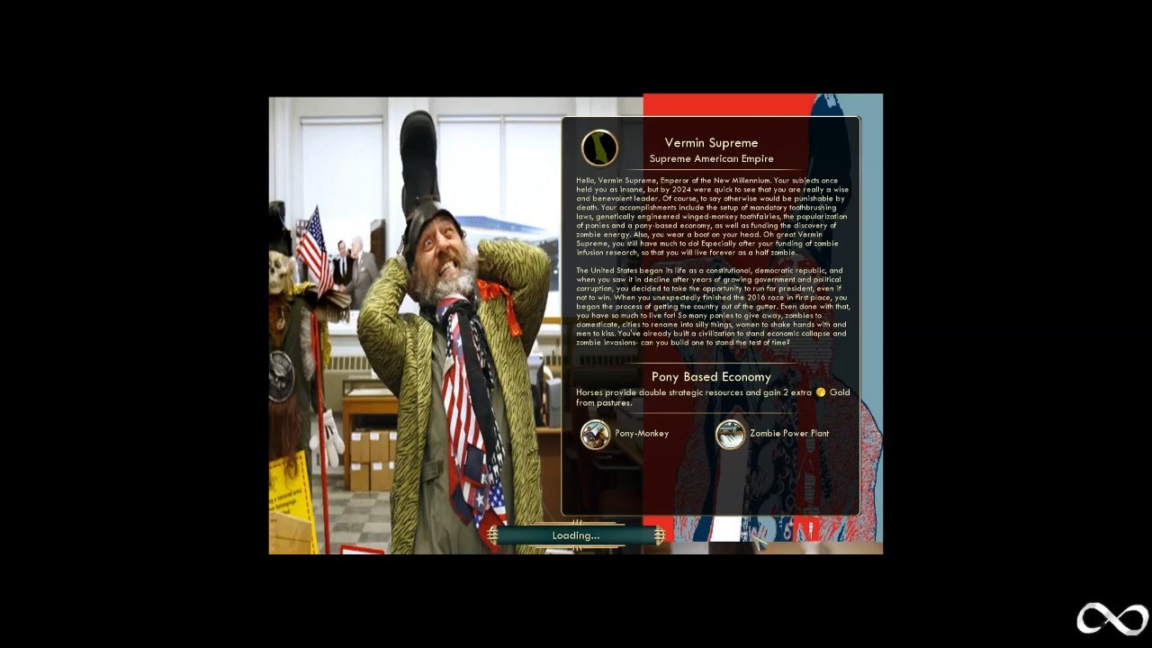 Sid Meier's Civilization V, Vermin Supreme of the Supreme American Empire Playthrough (mod)