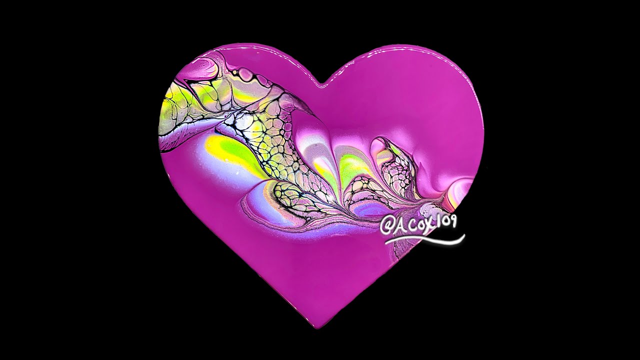 # 45 Testing a New Color Combination using ColourArte Pigments - Acrylic Pouring Heart Swipe