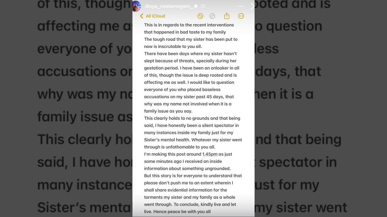Asmitha Vishnu issue clarification by her sister