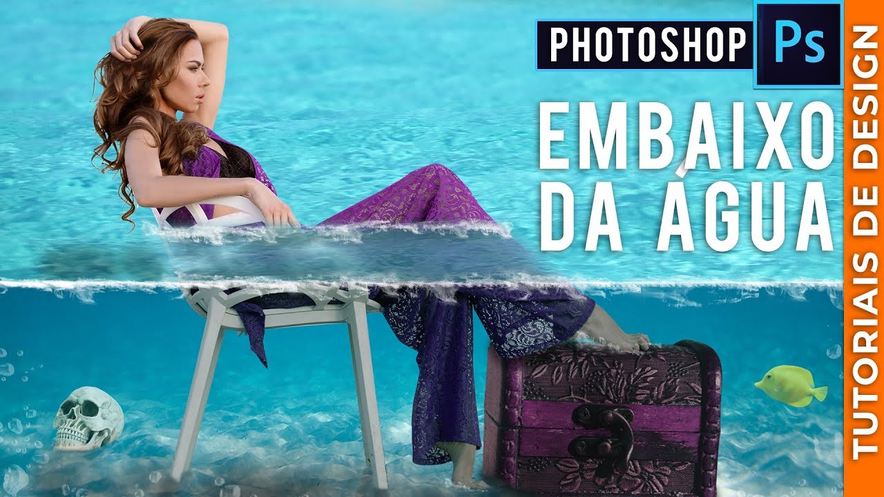 Efeito Embaixo da Água com Photoshop. Baixe Pincéis Grátis de Espuma.