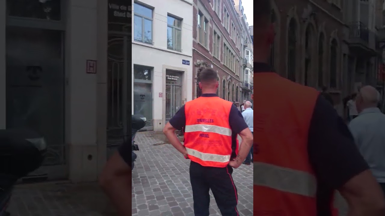 Brussels Belgium firefighters on assignment, fire at a residential building #emergency #shorts