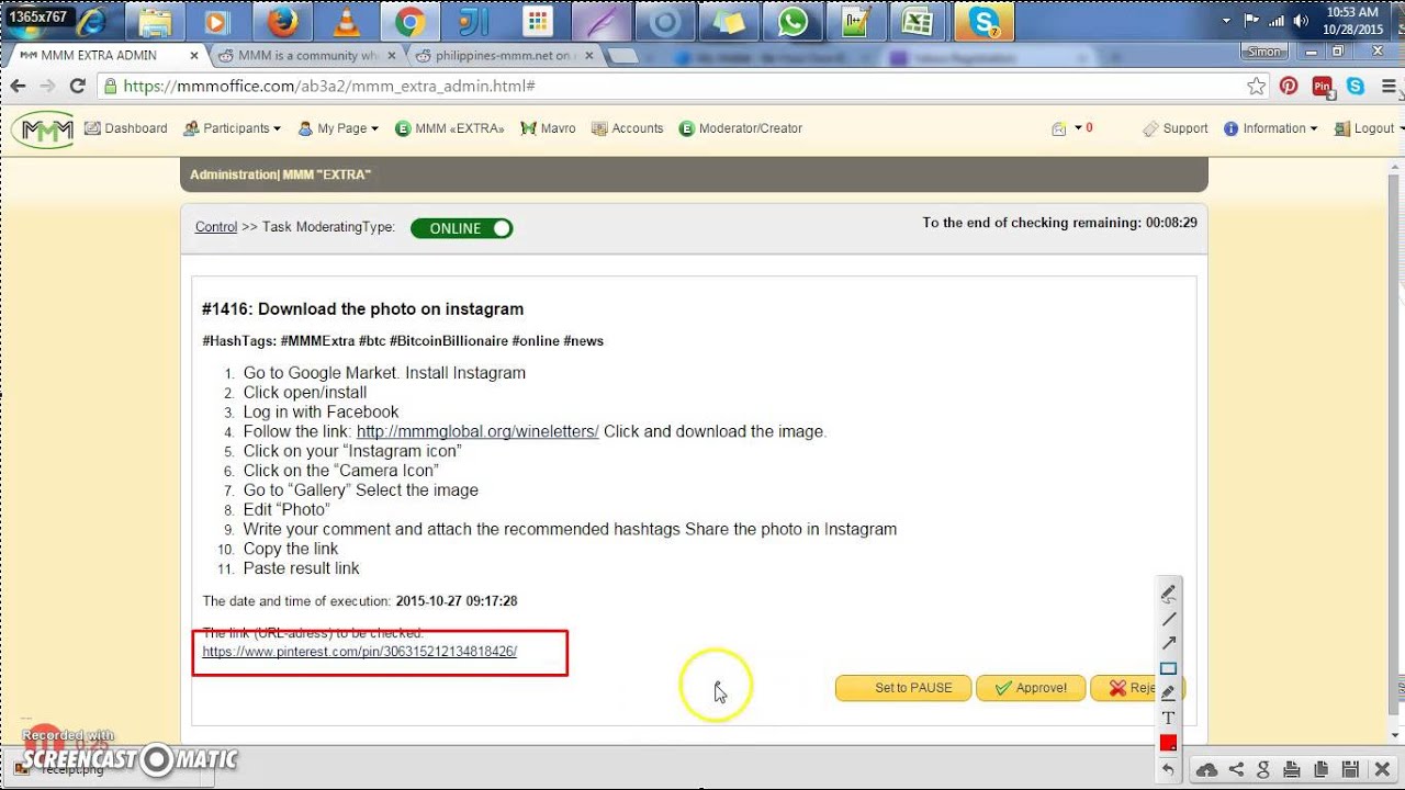 Instagram Task   Wrong Url to be checked