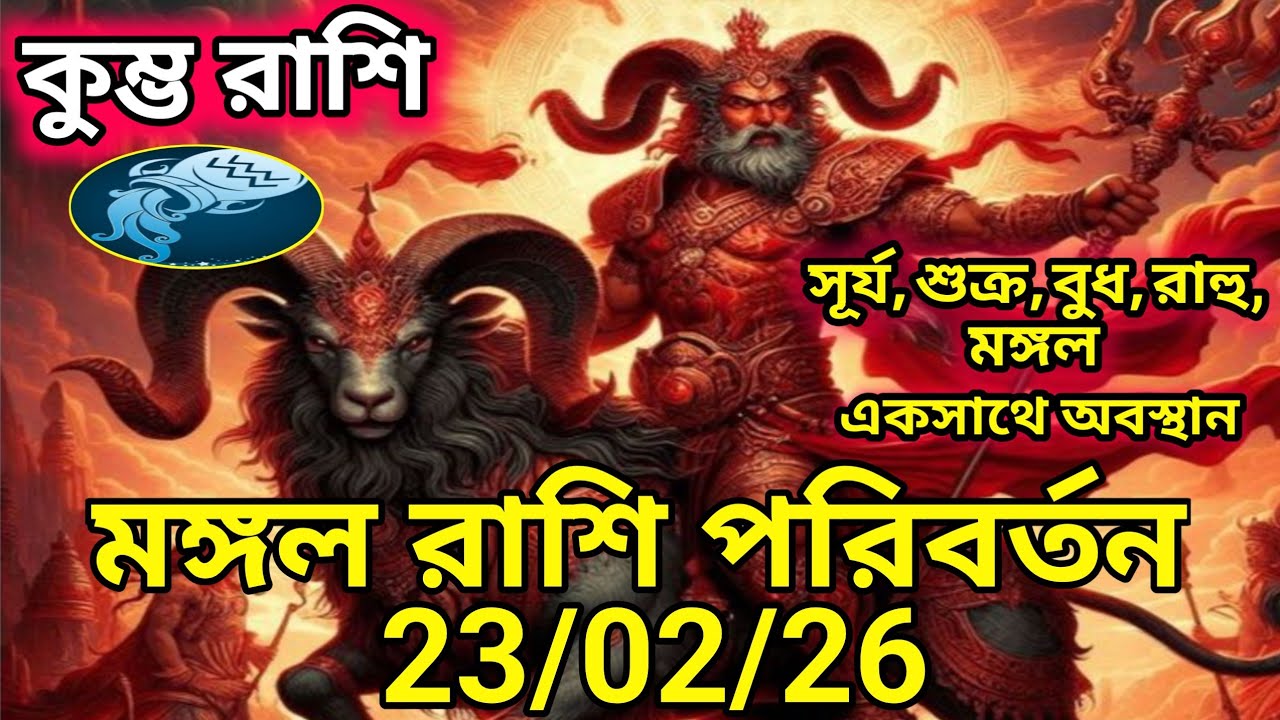 কুম্ভ রাশি মঙ্গল রাশি পরিবর্তন 23/02/26।। পাঁচটি গ্রহ একসাথে অবস্থান ।।কোনদিকে লাভ কোন দিকে সাবধান।।
