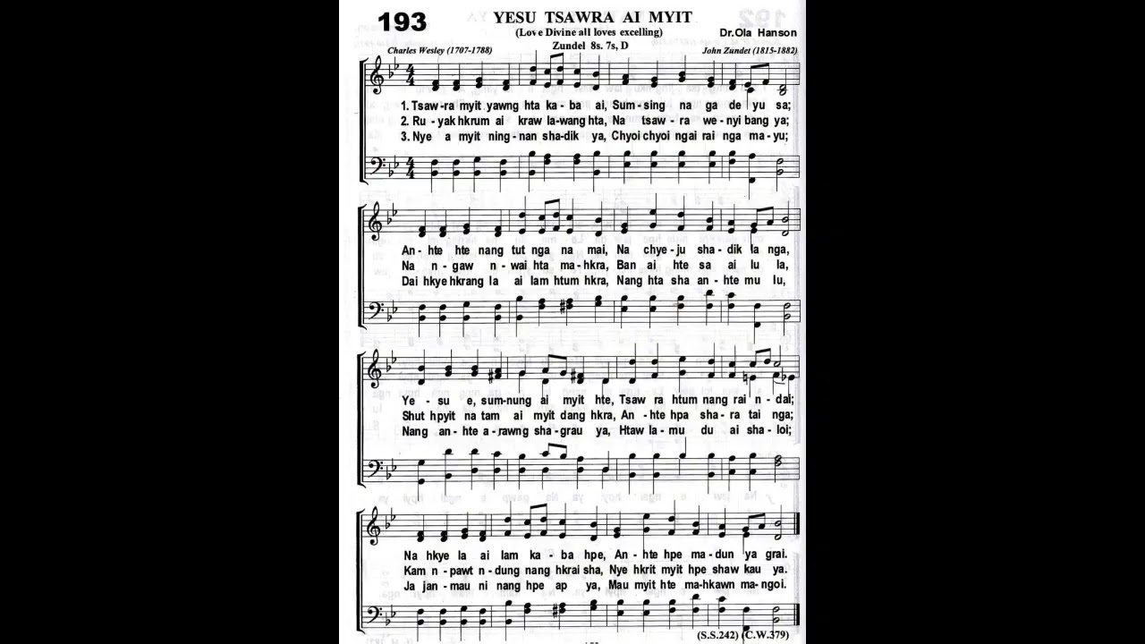 193 Yesu tsawra ai myit (Love Divine all Loves Excelling)