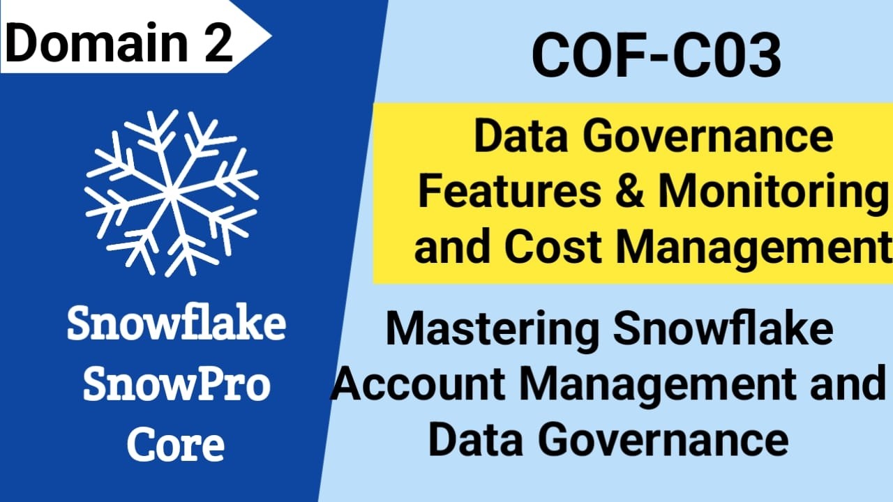 SnowPro Core Certification (COF-C03):Snowflake data Governance & Uses| Monitoring & Cost management
