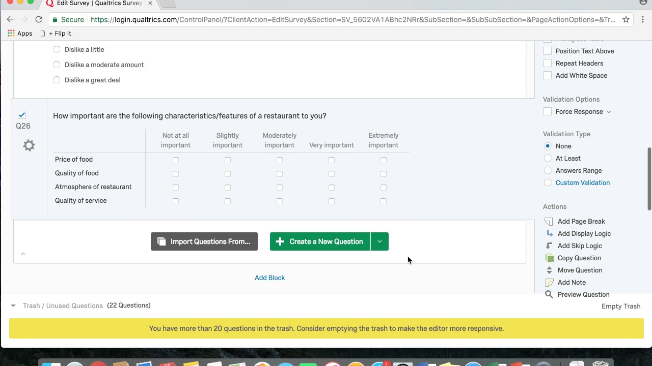 Detailed Questions in Qualtrics