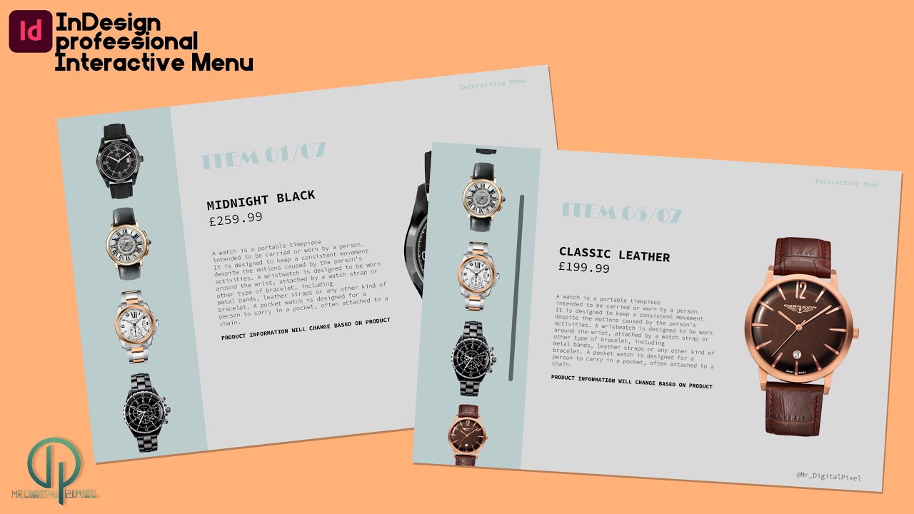InDesign Interactive Menu