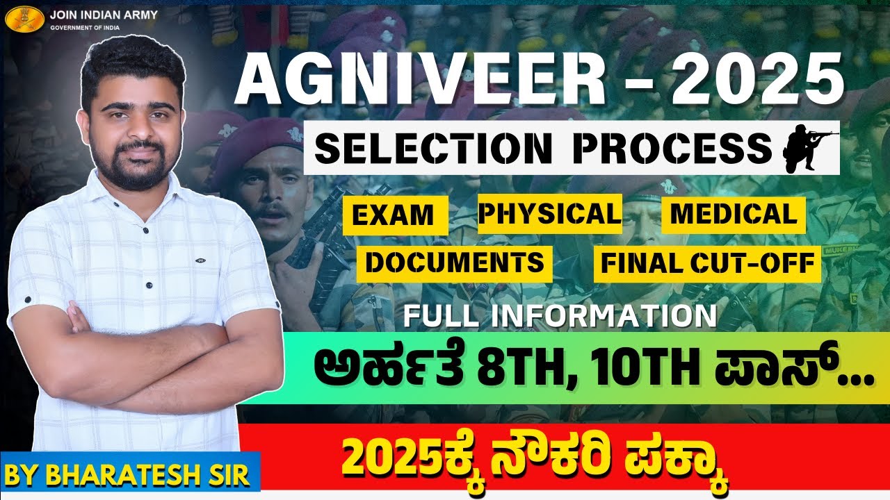 ||agniveer new vacancy 2025|| AGNIVEER ARMY -2025 SELECTION PROCESS IN KANNADA ⚔️💥||