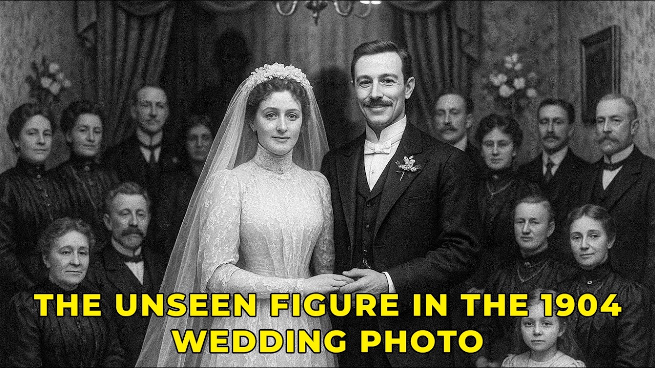 Этот свадебный портрет 1904 года выглядит жизнерадостным — пока вы не заметите тень позади невесты.