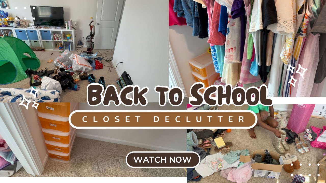 BACK TO SCHOOL DECLUTTER ✏️| KIDS CLOSET CLEAN OUT| GET IT ALL DONE ✅ 