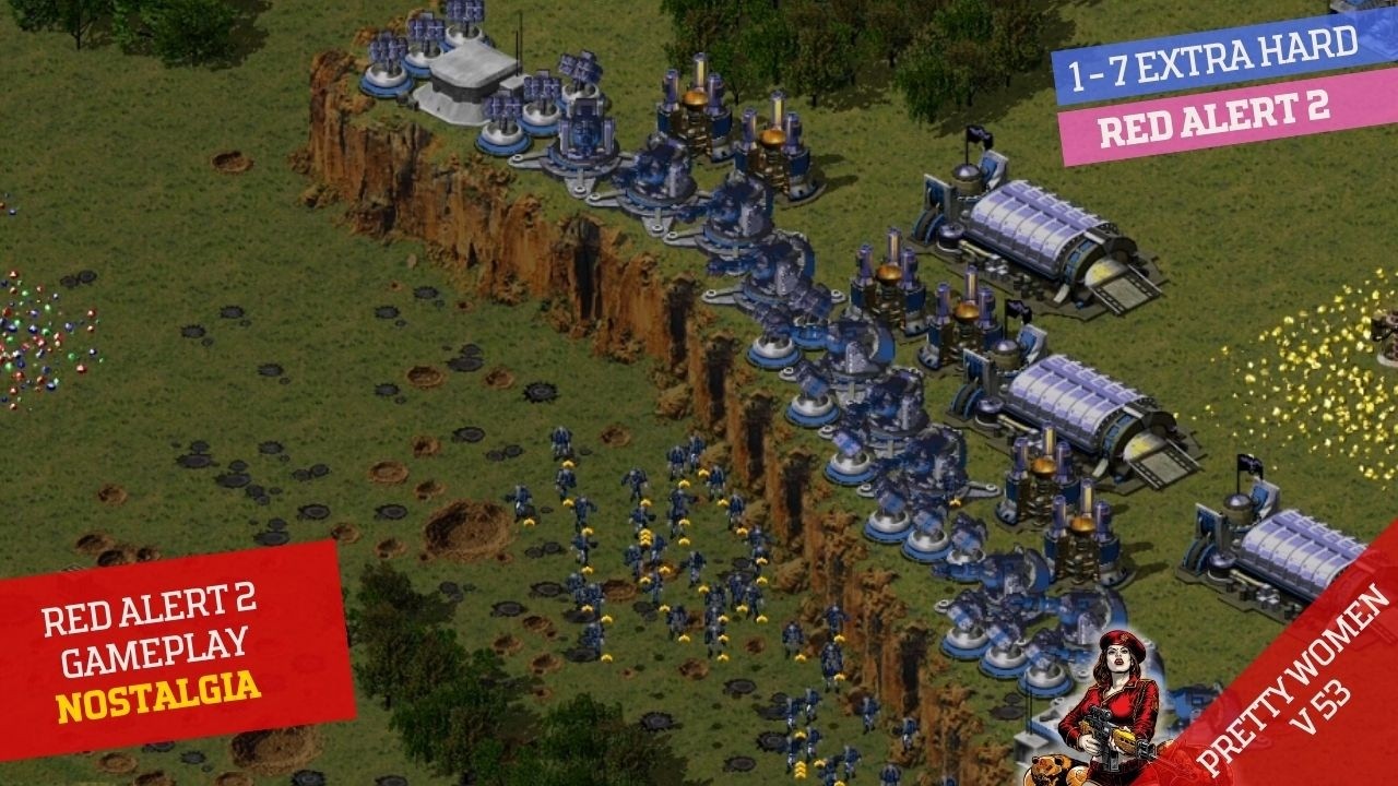 Red Alert 2 Gameplay Nostalgia | [1 vs 7 Pretty Women Map]