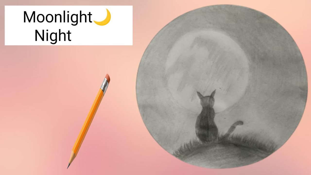  Moonlight🌙 Night With Pencil Drawing | चांदनी रात पेंसिल से बनाया गया चित्र