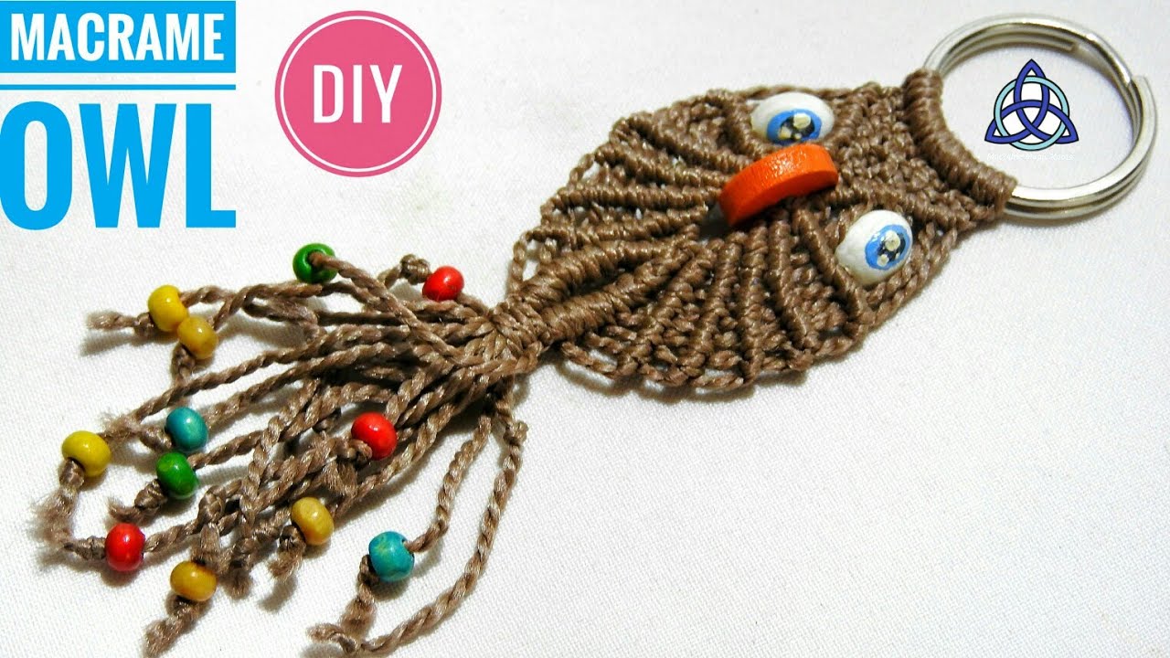 Macrame owl keychain DIY by Macrame Magic Knots