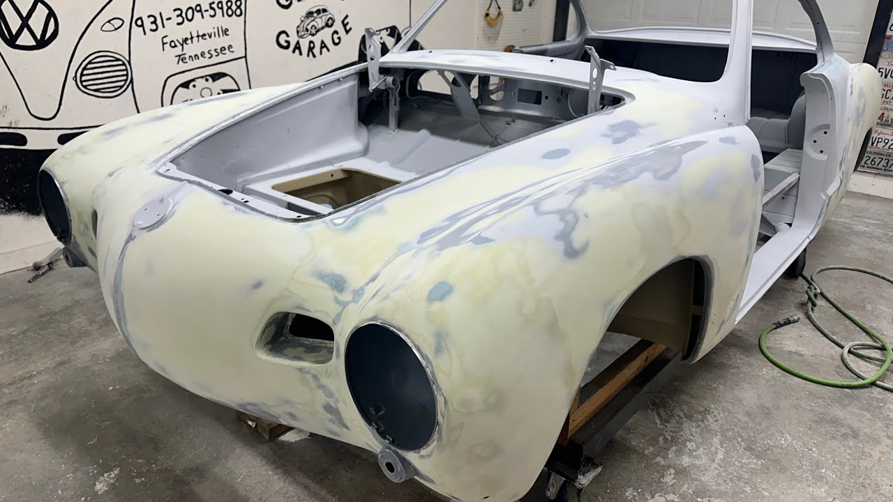 1957 Euro Karman Ghia restoration  finishing up bodywork 