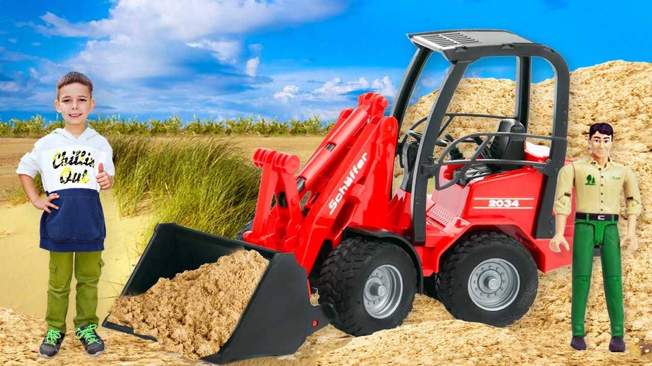 New Loader Excavator Bruder Helps Tractor JCB Collect Sand