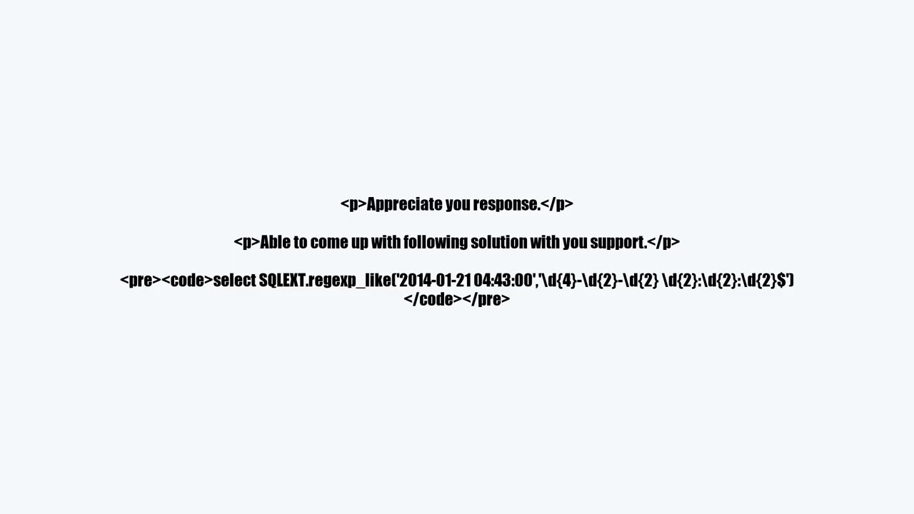 Regular Expression to verify data format in Netezza DB