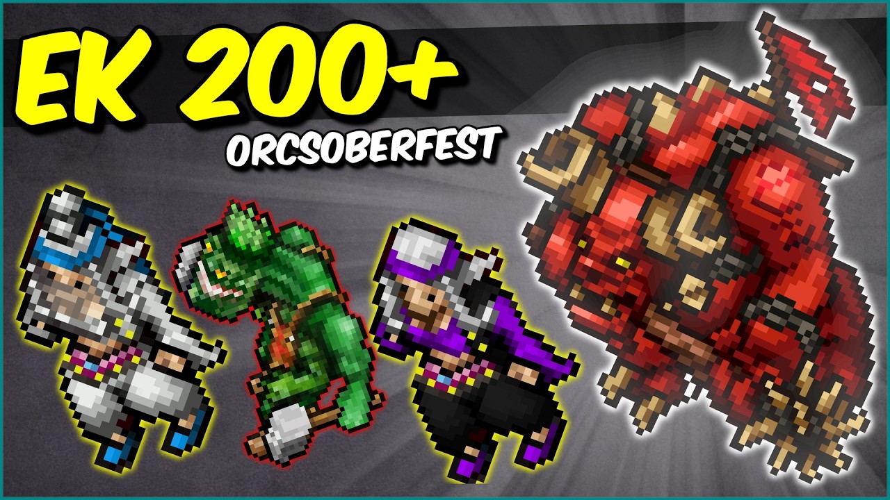 TIBIA EK 200+ ORCSOBERFEST Testei os 4 HUNTS MELHORES LOCAIS de criaturas DEMON