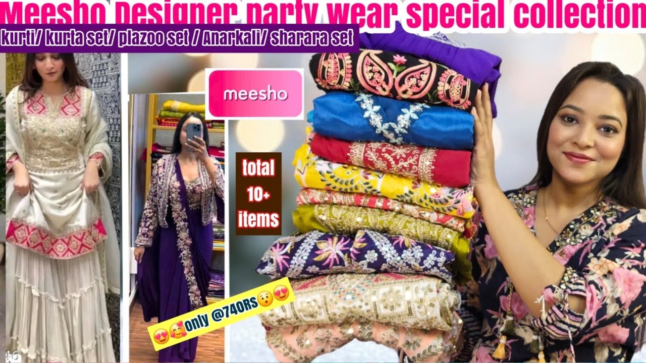 🫠||Meesho Haul||Meesho Designer partywear kurta set haul/sharara /👗Designer saree| wedding Dresses||