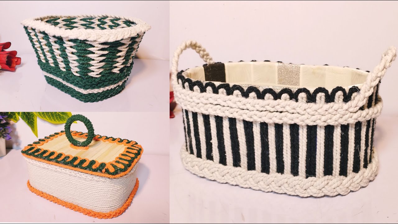 3 Different ideas of Rope Storage Basket | Diy Rope Basket | Diy Storage Organizer | Hamna Nadeem