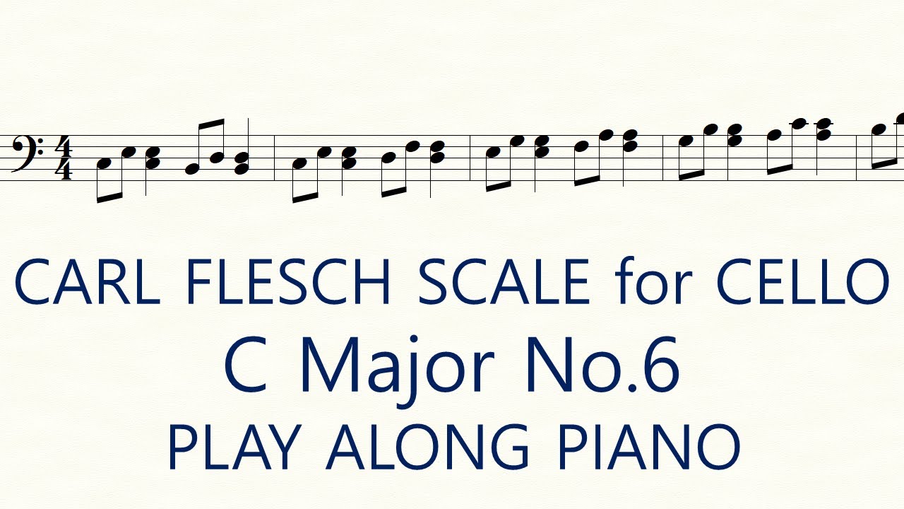 Cello Scale Carl Flesch C Major No.6 Scale System double stops 3rd Practice Play Along Piano