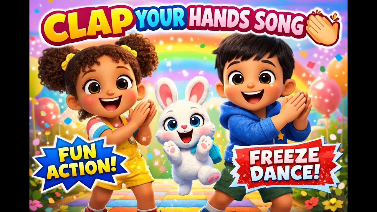 Clap Your Hands Song 👏 | Fun Action Song for Kids | Freeze Dance & Sing Along!