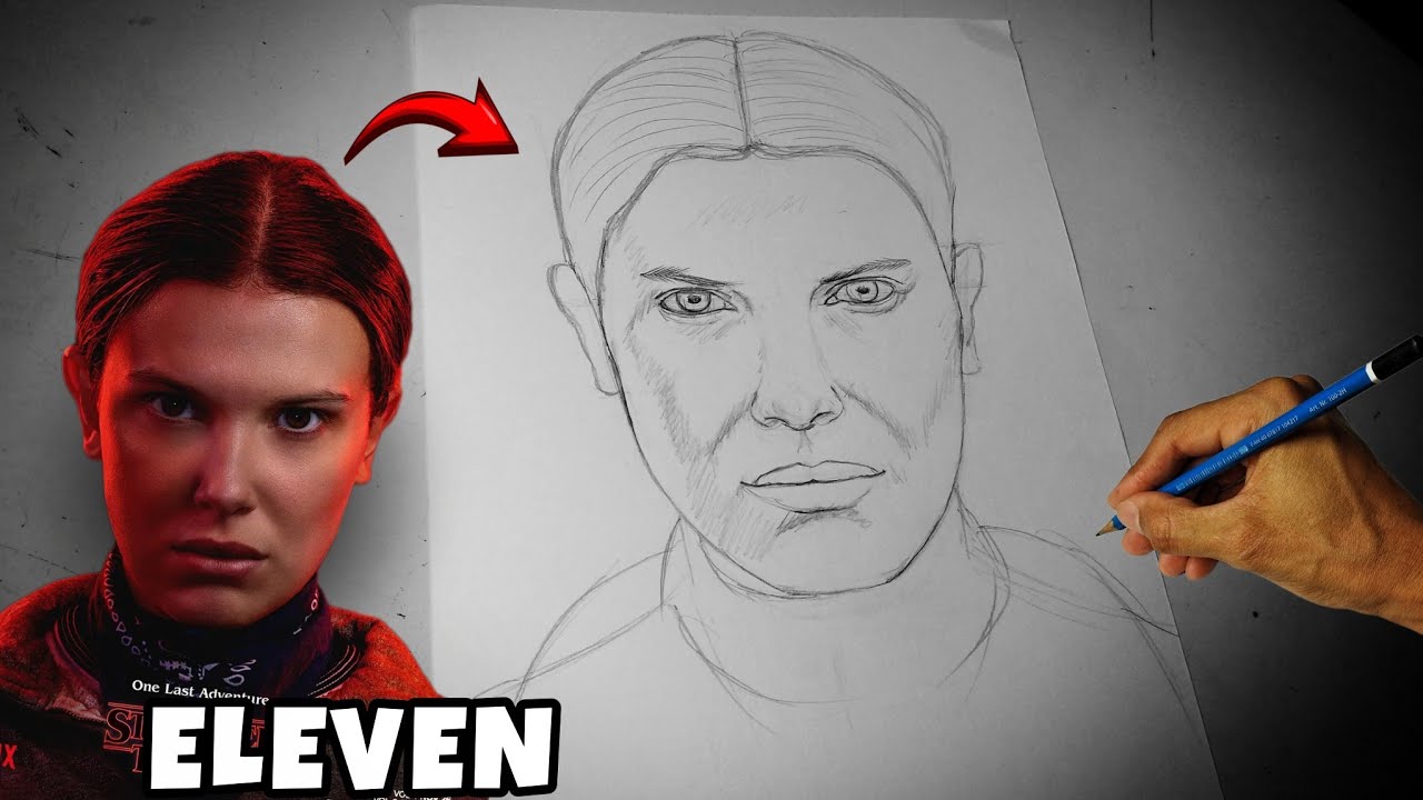 COMO desenhar a ELEVEN - Esboço a mão livre - Stranger Things 5 - Video aula parte 1