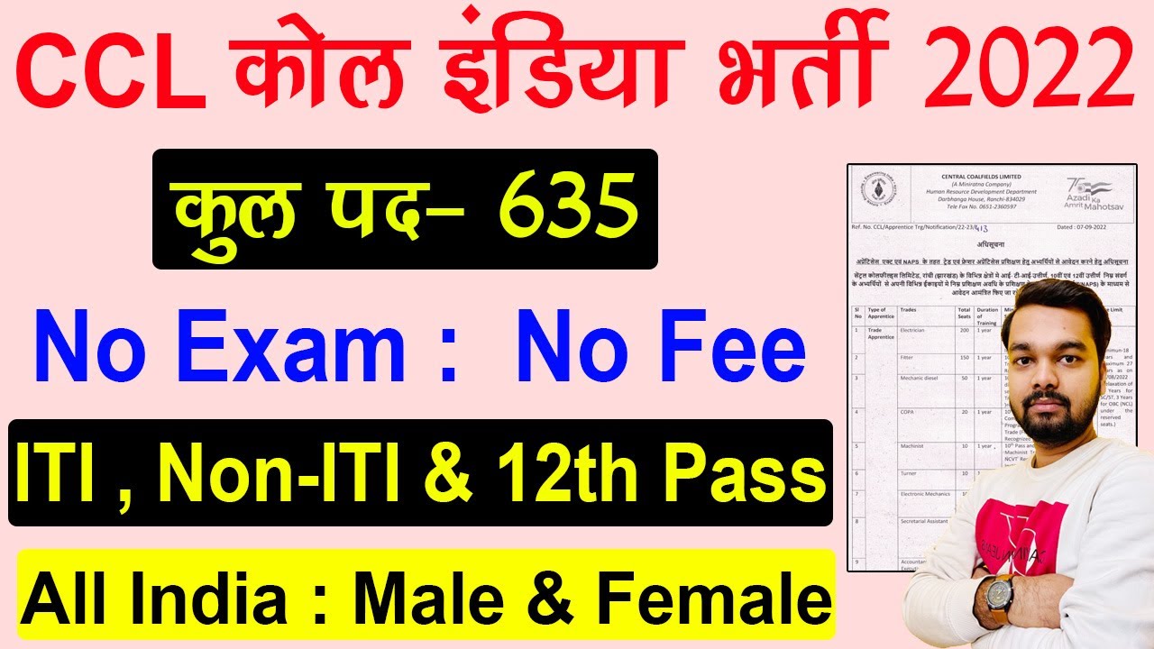 CCL Coal India Recruitment 2022 | CCL Trade Apprentices Online Form 2022 | 10th & 12th Pass Bharti