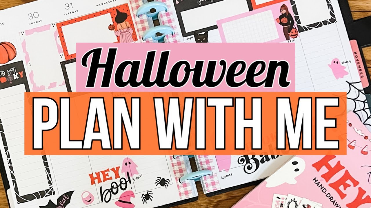 Halloween Plan With Me! Classic Happy Planner Vertical Lined Layout - Rongrong Hey Boo Sticker Book!